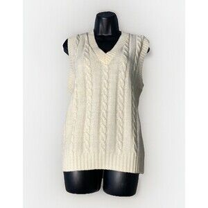 Vintage Jantzen Cable Knit Sweater Vest Womens Size Medium V‎ Neck